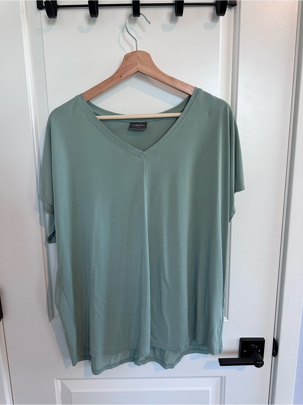 Sage Green V-Neck short sleeve Women's Top